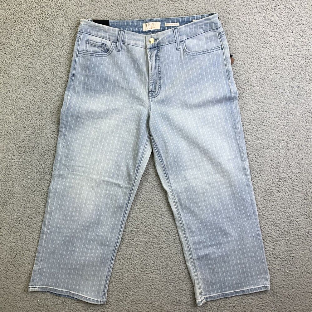 Jen 7 by 7 for all Mankind Size 14 Cropped Wide Leg Stretch Striped Jeans